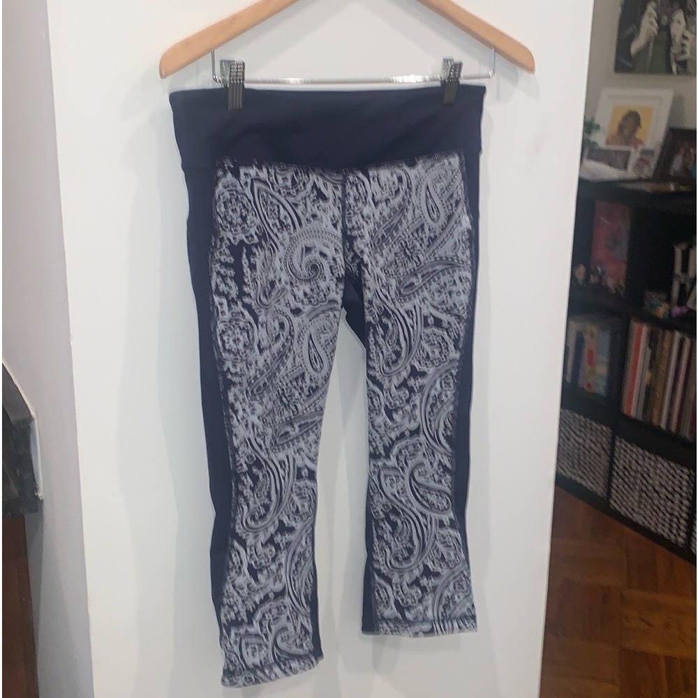 J. Crew x New Balance  navy grey paisley pattern exercise pants medium